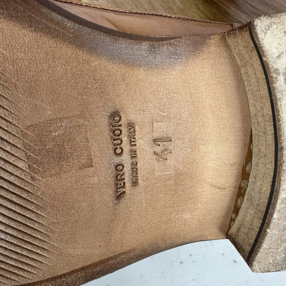 Nicola Barbato Chelsea Boot Mens 41 Tan Italian‎ Leather Slip on Western Square